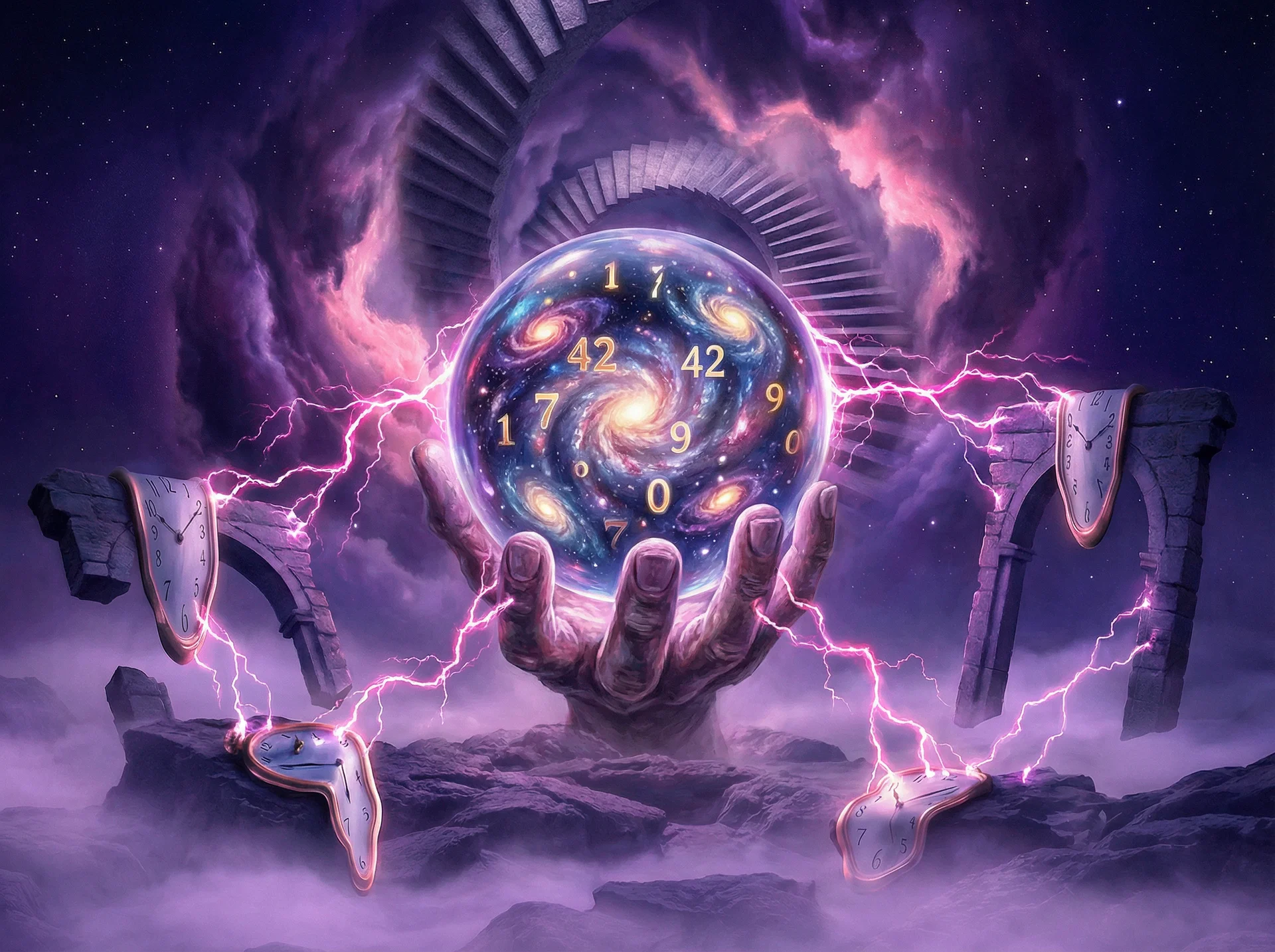 超现实艺术作品 - 命运之手与水晶球，500彩票 灵感画作